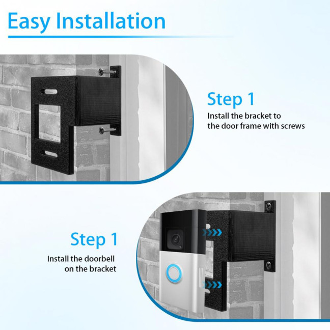 Ring Doorbell Extender Mount Weather Resistant Design Ultra-Thin Heavy-Duty Extension Bracket Stand Tools-free Doorbell Extender