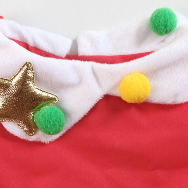 Christmas Cat Costume Set Santa Hat And Bib Collar Xmas Party Pet Outfit for Small Dogs Cats Holiday Dress-up Photography Props