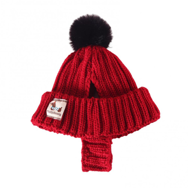 Knitted Dog Hat Cat Pompon Hat Winter Warm Hat with Ear Holes for Small Dogs And Cats Daily Wear Photography Prop