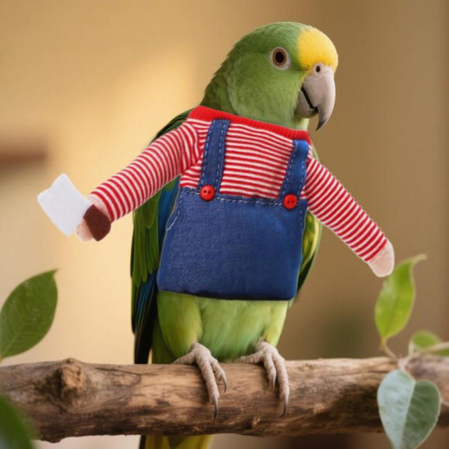 Parrot Clothes Birds Fun Cosplay Outfit Striped Romper with Arm for Parakeet Cockatiel Daily Wear Costume Parties Dress-up