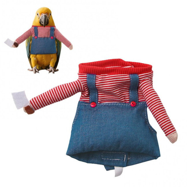 Parrot Clothes Birds Fun Cosplay Outfit Striped Romper with Arm for Parakeet Cockatiel Daily Wear Costume Parties Dress-up