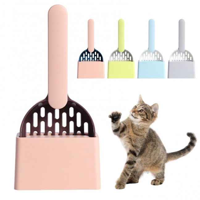 Cat Litter Shovel with Holder Cat Poop Scoop Sifting Shovel with Base Easy Clean Pet Waste Scooper for All Breeds Cat Litter Shovel with Holder Cat Poop Scoop Sifting Shovel with Base Easy Clean Pet Waste Scooper for All Breeds