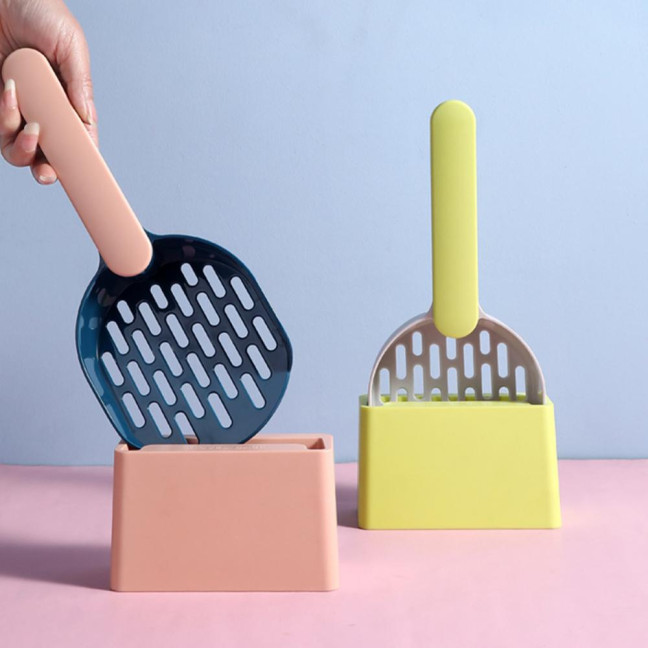 Cat Litter Shovel with Holder Cat Poop Scoop Sifting Shovel with Base Easy Clean Pet Waste Scooper for All Breeds Cat Litter Shovel with Holder Cat Poop Scoop Sifting Shovel with Base Easy Clean Pet Waste Scooper for All Breeds
