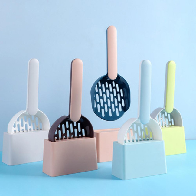 Cat Litter Shovel with Holder Cat Poop Scoop Sifting Shovel with Base Easy Clean Pet Waste Scooper for All Breeds Cat Litter Shovel with Holder Cat Poop Scoop Sifting Shovel with Base Easy Clean Pet Waste Scooper for All Breeds