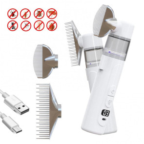 Electric Louse Comb Wireless Rechargeable 2-in-1 Vacuum Comb Portable Nit Comb Flea Remover Fine-Toothed Comb for Pets Adults Children All Hair Types