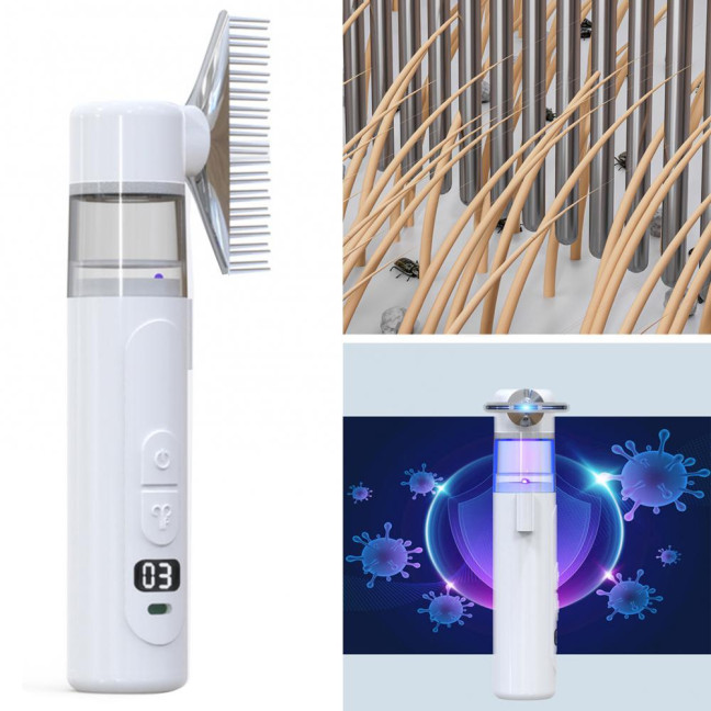Electric Louse Comb Wireless Rechargeable 2-in-1 Vacuum Comb Portable Nit Comb Flea Remover Fine-Toothed Comb for Pets Adults Children All Hair Types