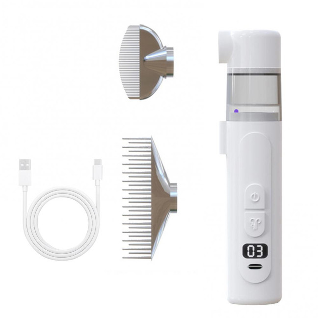 Electric Louse Comb Wireless Rechargeable 2-in-1 Vacuum Comb Portable Nit Comb Flea Remover Fine-Toothed Comb for Pets Adults Children All Hair Types