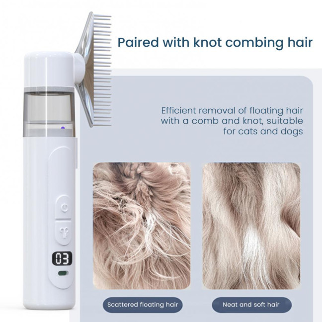 Electric Louse Comb Wireless Rechargeable 2-in-1 Vacuum Comb Portable Nit Comb Flea Remover Fine-Toothed Comb for Pets Adults Children All Hair Types