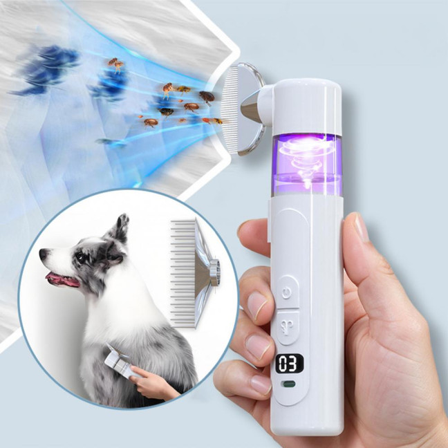 Electric Louse Comb Wireless Rechargeable 2-in-1 Vacuum Comb Portable Nit Comb Flea Remover Fine-Toothed Comb for Pets Adults Children All Hair Types