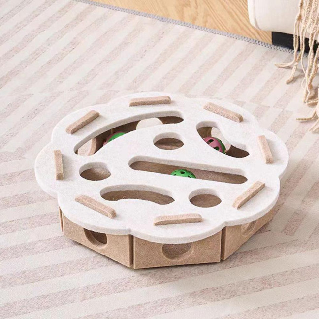 Cat Scratch Maze Toy Interactive Felt Maze Nail File Self-Play Maze Box with 3 Bell Balls for Indoor Cats Stimulate Kitten Energy And Instincts 