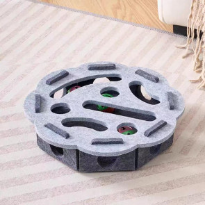 Cat Scratch Maze Toy Interactive Felt Maze Nail File Self-Play Maze Box with 3 Bell Balls for Indoor Cats Stimulate Kitten Energy And Instincts 