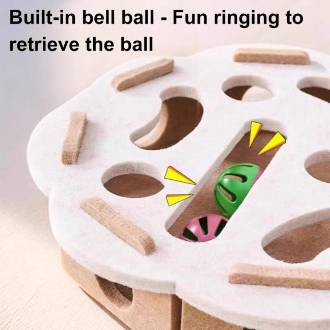 Cat Scratch Maze Toy Interactive Felt Maze Nail File Self-Play Maze Box with 3 Bell Balls for Indoor Cats Stimulate Kitten Energy And Instincts 