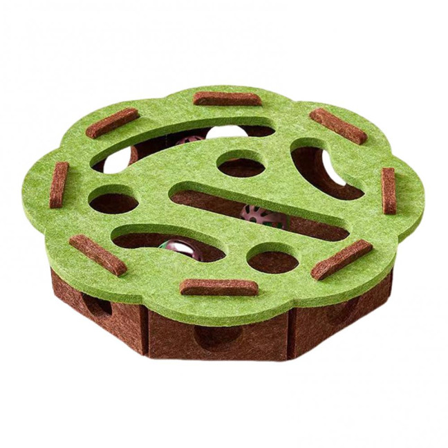 Cat Scratch Maze Toy Interactive Felt Maze Nail File Self-Play Maze Box with 3 Bell Balls for Indoor Cats Stimulate Kitten Energy And Instincts 