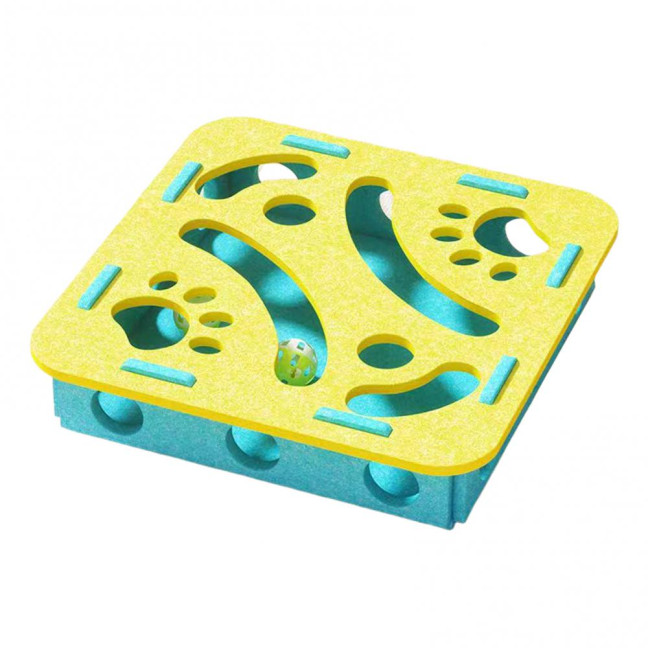 Cat Scratch Maze Toy Interactive Felt Maze Nail File Self-Play Maze Box with 3 Bell Balls for Indoor Cats Stimulate Kitten Energy And Instincts 