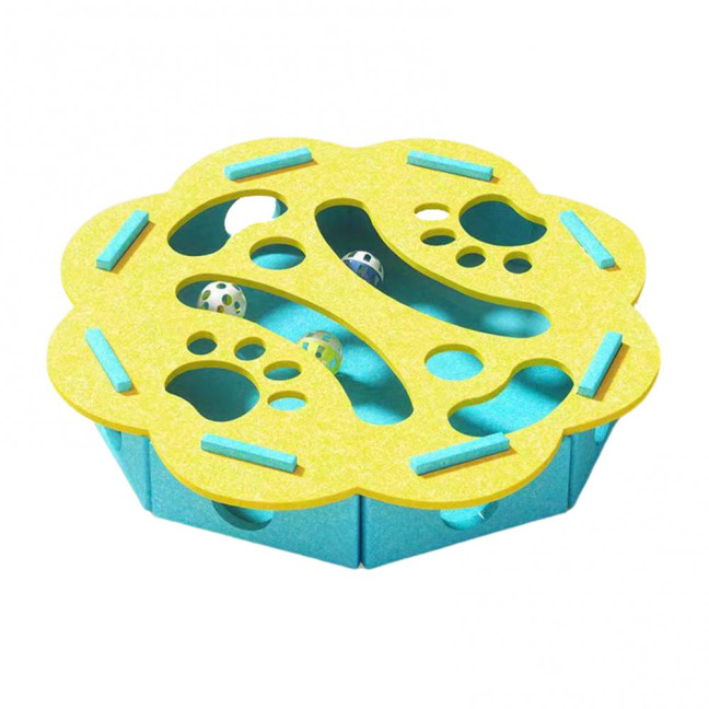 Cat Scratch Maze Toy Interactive Felt Maze Nail File Self-Play Maze Box with 3 Bell Balls for Indoor Cats Stimulate Kitten Energy And Instincts 