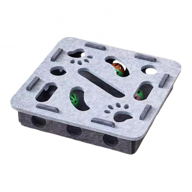 Cat Scratch Maze Toy Interactive Felt Maze Nail File Self-Play Maze Box with 3 Bell Balls for Indoor Cats Stimulate Kitten Energy And Instincts 