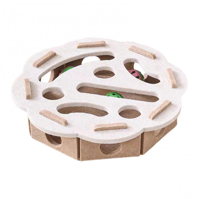 Cat Scratch Maze Toy Interactive Felt Maze Nail File Self-Play Maze Box with 3 Bell Balls for Indoor Cats Stimulate Kitten Energy And Instincts 