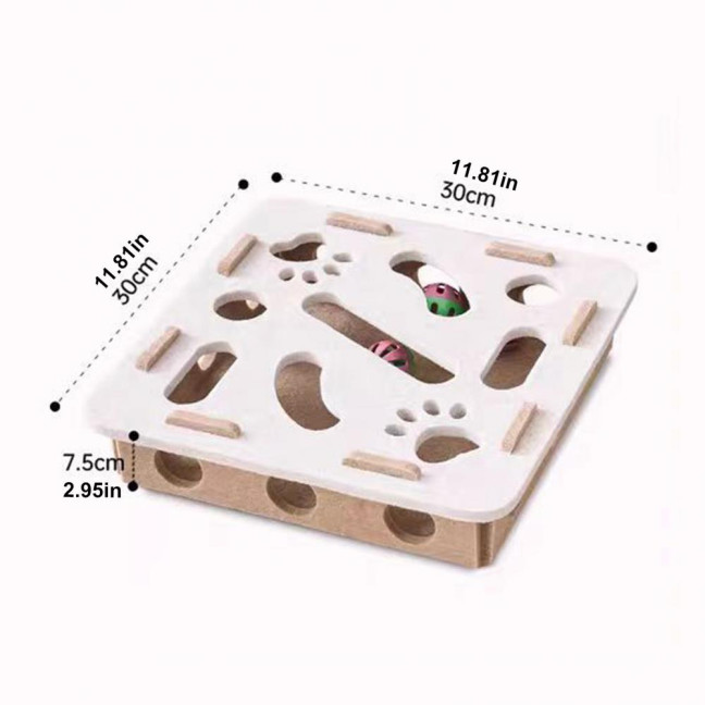 Cat Scratch Maze Toy Interactive Felt Maze Nail File Self-Play Maze Box with 3 Bell Balls for Indoor Cats Stimulate Kitten Energy And Instincts 