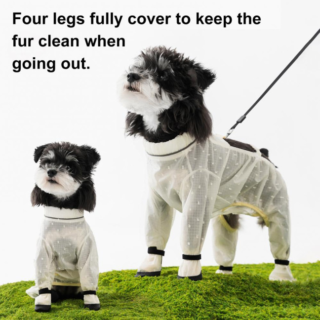 Pet Anti Dust Pants Waterproof Anti-Slip Dog Paw Protector Shoes Rain Boots with Adjustable Suspender Dirty-Proof Belly for Outdoor Hiking Walking Small Medium-Sized Dog