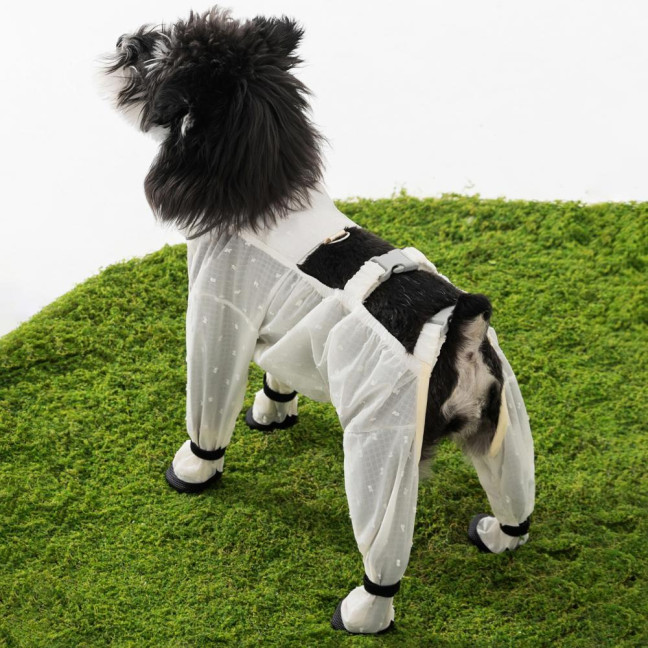 Pet Anti Dust Pants Waterproof Anti-Slip Dog Paw Protector Shoes Rain Boots with Adjustable Suspender Dirty-Proof Belly for Outdoor Hiking Walking Small Medium-Sized Dog