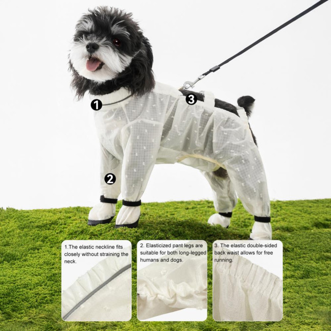 Pet Anti Dust Pants Waterproof Anti-Slip Dog Paw Protector Shoes Rain Boots with Adjustable Suspender Dirty-Proof Belly for Outdoor Hiking Walking Small Medium-Sized Dog