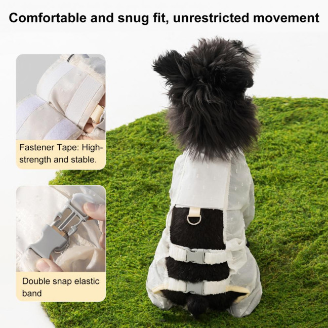 Pet Anti Dust Pants Waterproof Anti-Slip Dog Paw Protector Shoes Rain Boots with Adjustable Suspender Dirty-Proof Belly for Outdoor Hiking Walking Small Medium-Sized Dog