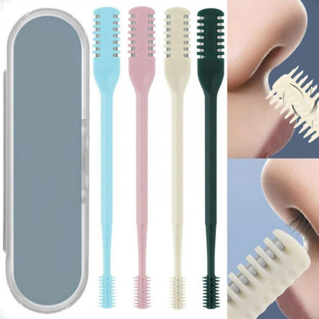 1/2/3/5/12/24Pcs Double-Head Nose Hair Trimmer Sharp Blade 360 Degree Rotating Nasal Hair Cutter Remover Men Women Manual Nose Hair Trimming Tools 