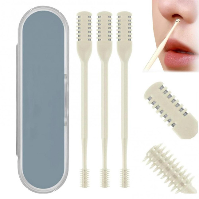 1/2/3/5/12/24Pcs Double-Head Nose Hair Trimmer Sharp Blade 360 Degree Rotating Nasal Hair Cutter Remover Men Women Manual Nose Hair Trimming Tools 