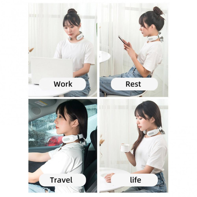 Portable Neck Massager 6 Vibration Modes 16 Intensity Levels Rechargeable Deep Tissue Neck Pain Relief Electric Heated Vibration Cervical Massager 