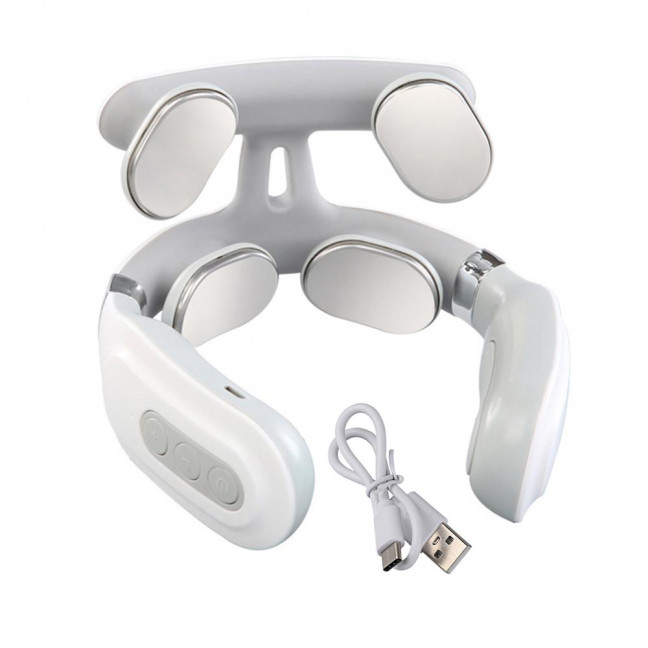 Portable Neck Massager 6 Vibration Modes 16 Intensity Levels Rechargeable Deep Tissue Neck Pain Relief Electric Heated Vibration Cervical Massager 