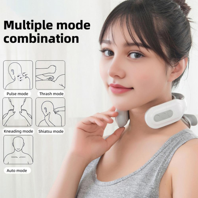 Portable Neck Massager 6 Vibration Modes 16 Intensity Levels Rechargeable Deep Tissue Neck Pain Relief Electric Heated Vibration Cervical Massager 