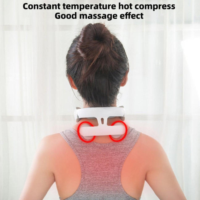 Portable Neck Massager 6 Vibration Modes 16 Intensity Levels Rechargeable Deep Tissue Neck Pain Relief Electric Heated Vibration Cervical Massager 