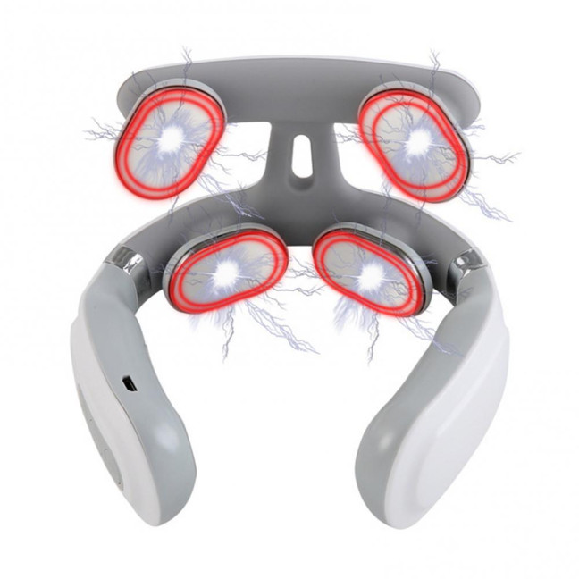 Portable Neck Massager 6 Vibration Modes 16 Intensity Levels Rechargeable Deep Tissue Neck Pain Relief Electric Heated Vibration Cervical Massager 