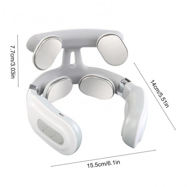 Portable Neck Massager 6 Vibration Modes 16 Intensity Levels Rechargeable Deep Tissue Neck Pain Relief Electric Heated Vibration Cervical Massager 