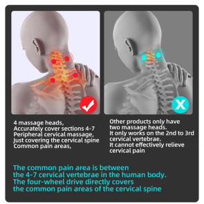 Portable Neck Massager 6 Vibration Modes 16 Intensity Levels Rechargeable Deep Tissue Neck Pain Relief Electric Heated Vibration Cervical Massager 