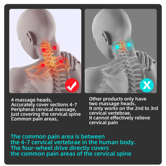 Portable Neck Massager 6 Vibration Modes 16 Intensity Levels Rechargeable Deep Tissue Neck Pain Relief Electric Heated Vibration Cervical Massager 