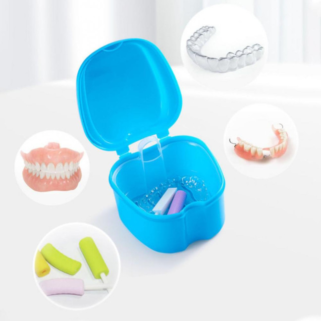 Dentures Case Portable Soaking Denture Bath Box with Strainer Basket Invisible Brace Retainer Mouth Guard Dental Aligner Container Holder Dentures Case Portable Soaking Denture Bath Box with Strainer Basket Invisible Brace Retainer Mouth Guard Dental Aligner Container Holder