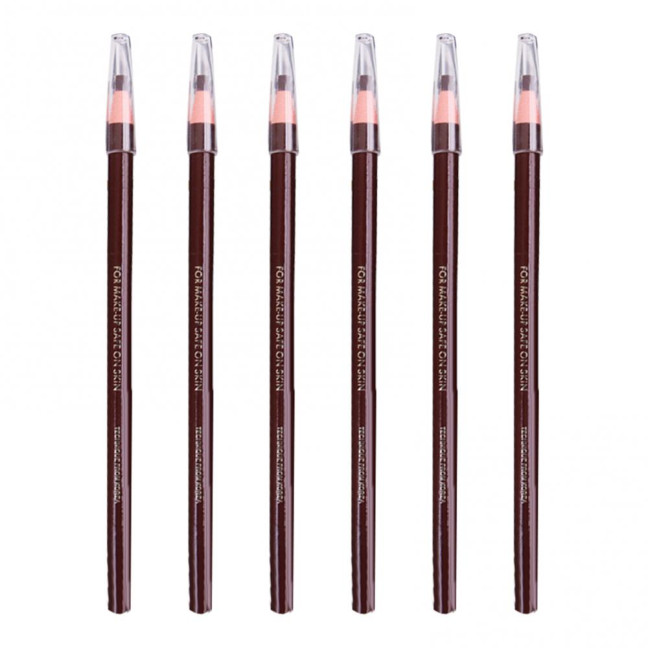 6Pcs Pull Cord Peel-off Eyebrow Pencil Waterproof Sweat-Proof Natural Long Lasting Smudge-proof Women Microblading Brow Pencil