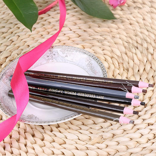 6Pcs Pull Cord Peel-off Eyebrow Pencil Waterproof Sweat-Proof Natural Long Lasting Smudge-proof Women Microblading Brow Pencil