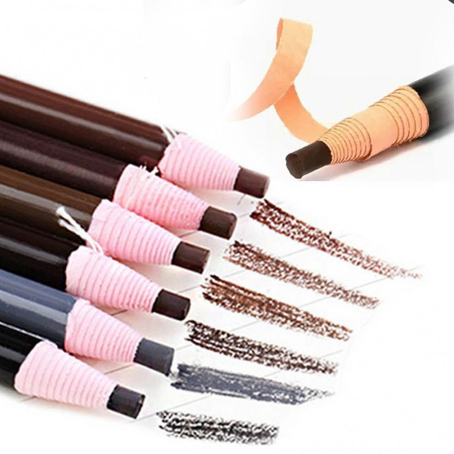 6Pcs Pull Cord Peel-off Eyebrow Pencil Waterproof Sweat-Proof Natural Long Lasting Smudge-proof Women Microblading Brow Pencil