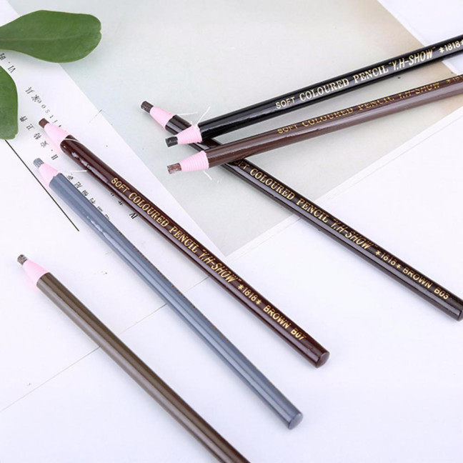 6Pcs Pull Cord Peel-off Eyebrow Pencil Waterproof Sweat-Proof Natural Long Lasting Smudge-proof Women Microblading Brow Pencil