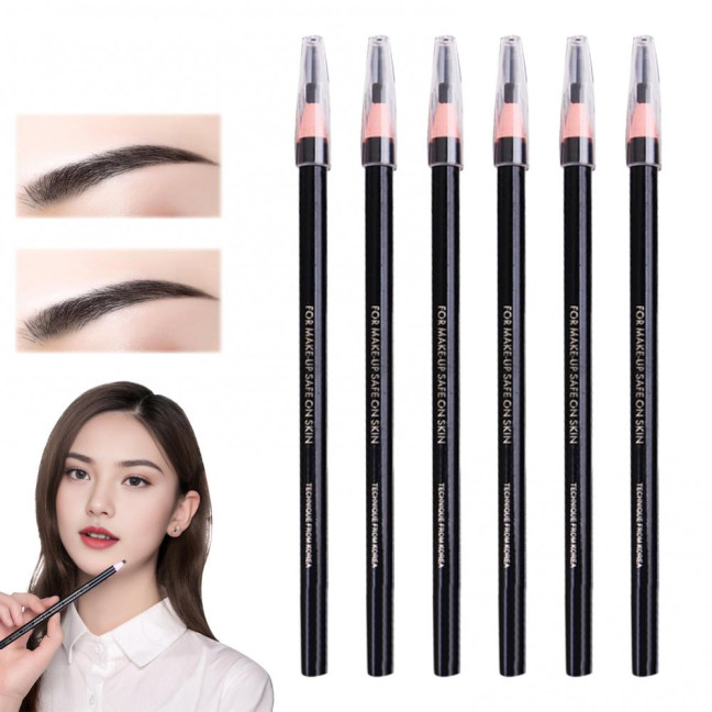 6Pcs Pull Cord Peel-off Eyebrow Pencil Waterproof Sweat-Proof Natural Long Lasting Smudge-proof Women Microblading Brow Pencil