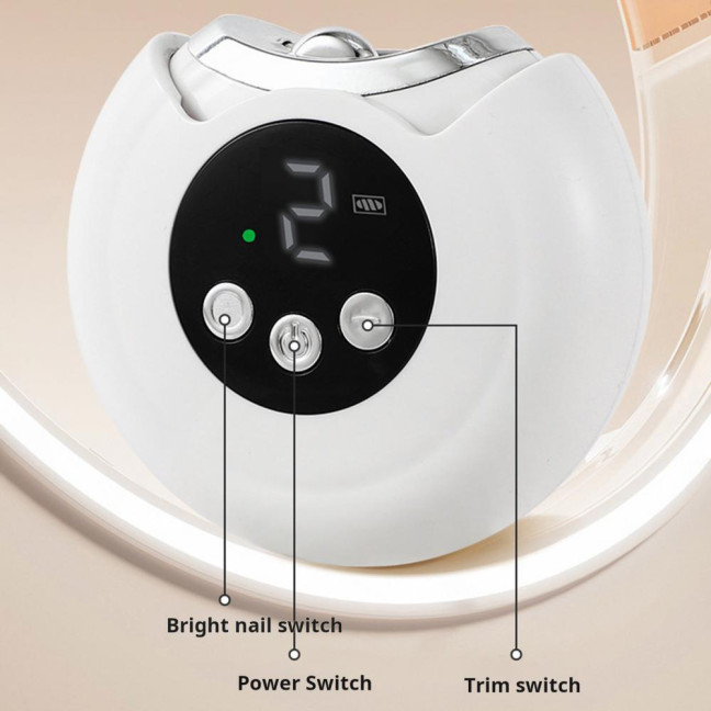 Electric Nail Trimmer Automatic Kids Adults Seniors Nail Clipper with LED Light Baby Manicure Grinding File Fingernail Cutter Polisher 