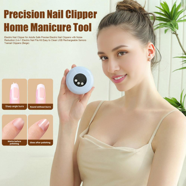 Electric Nail Trimmer Automatic Kids Adults Seniors Nail Clipper with LED Light Baby Manicure Grinding File Fingernail Cutter Polisher 