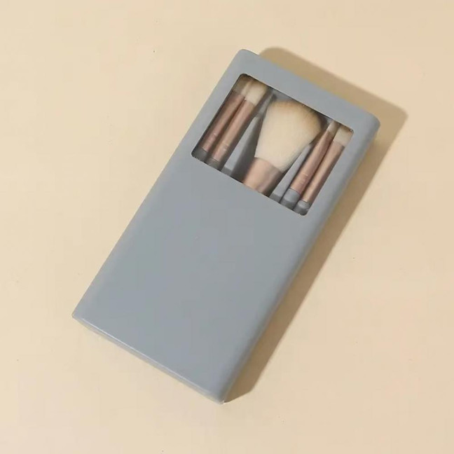 5Pcs/Set Women Makeup Brush Kit with Mirror Storage Box Professional Synthetic Eye Shadow Blush Foundations Concealer Blending Cosmetic Brush 