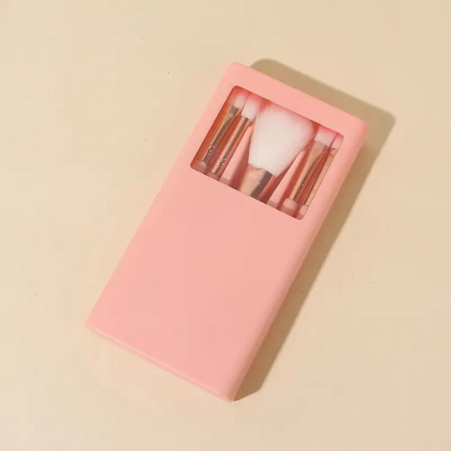 5Pcs/Set Women Makeup Brush Kit with Mirror Storage Box Professional Synthetic Eye Shadow Blush Foundations Concealer Blending Cosmetic Brush 