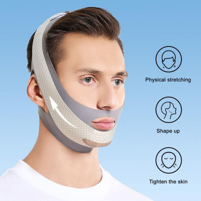 Adjustable Face Slimmer Belt for Men Breathable Anti-snoring Chin Strap Adjustable Double Chin Reducer Deep Sleep Promoter