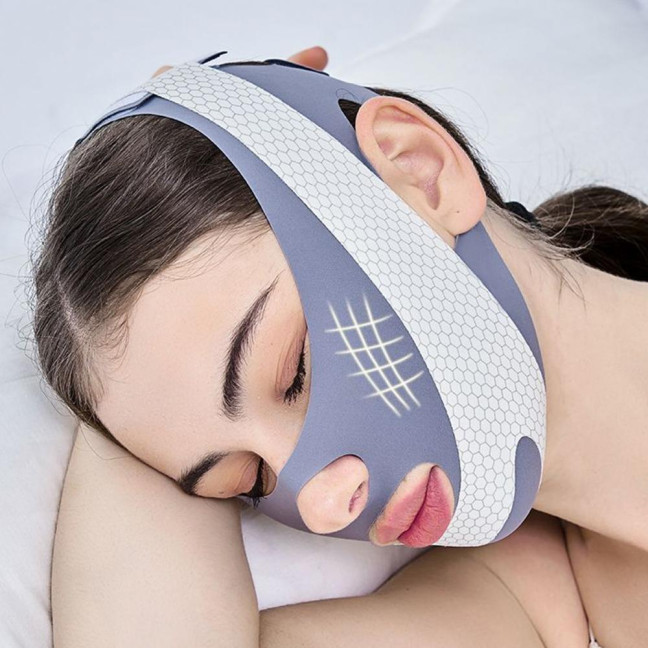 Adjustable Face Slimmer Belt for Men Breathable Anti-snoring Chin Strap Adjustable Double Chin Reducer Deep Sleep Promoter