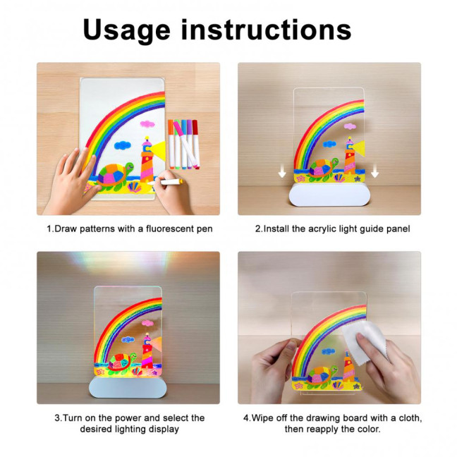 Kids LED Note Board Glow-in-the-Dark Doodle Board with Colorful Lights Reusable Writing Tablet Night Light for Home Decor Kids LED Note Board Glow-in-the-Dark Doodle Board with Colorful Lights Reusable Writing Tablet Night Light for Home Decor