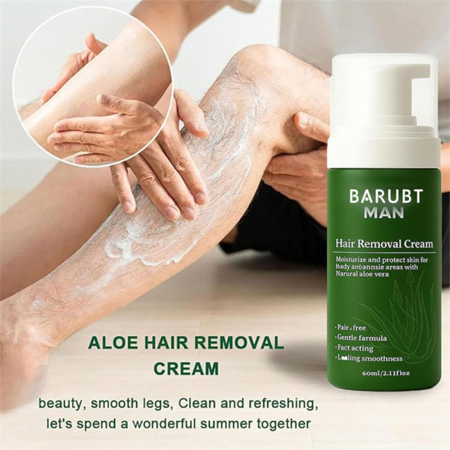 60ML Men Hair Removal Cream Natural Aloe Vera Quick Gentle Fast Acting Moisturizing Full Body Arm Leg Underarms Facial Hair Remover Depilatory Cream